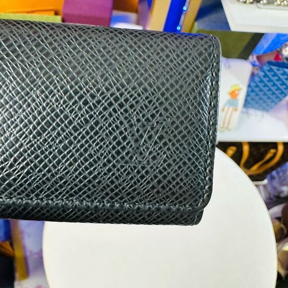 LOUIS VUITTON Black Leather Tri-fold Key Holder Case Wallet - Picture 10 of 11